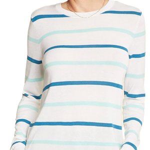 NYDJ Striped Silk-Cotton Blend Sweater S